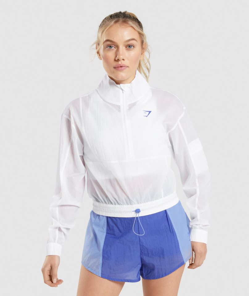 Kurtka Gymshark Pulse Woven Damskie Białe | PL 790AVZ